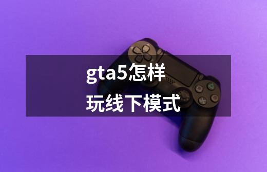 gta5怎样玩线下模式-第1张-游戏资讯-智辉网络