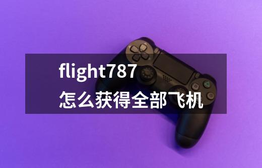 flight787怎么获得全部飞机-第1张-游戏资讯-智辉网络