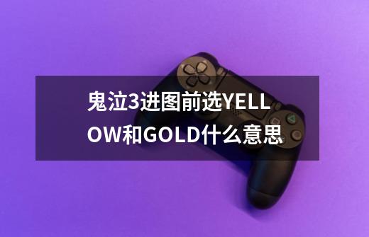 鬼泣3进图前选YELLOW和GOLD什么意思-第1张-游戏资讯-智辉网络