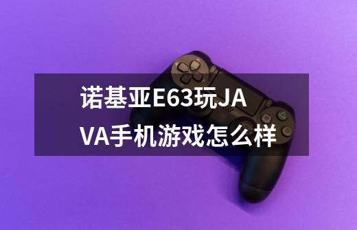 诺基亚E63玩JAVA手机游戏怎么样-第1张-游戏资讯-智辉网络