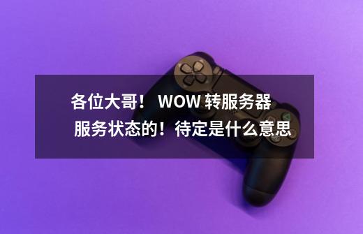 各位大哥！ WOW 转服务器 服务状态的！待定是什么意思-第1张-游戏资讯-智辉网络