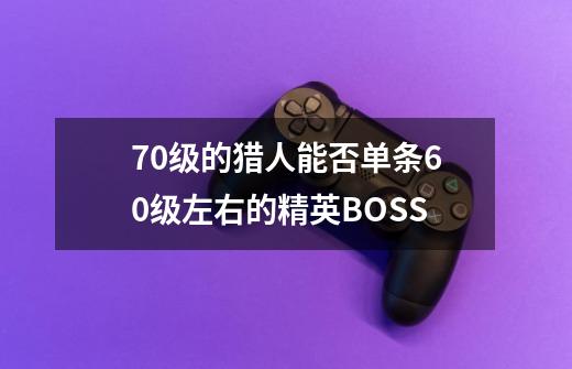 70级的猎人能否单条60级左右的精英BOSS-第1张-游戏资讯-智辉网络