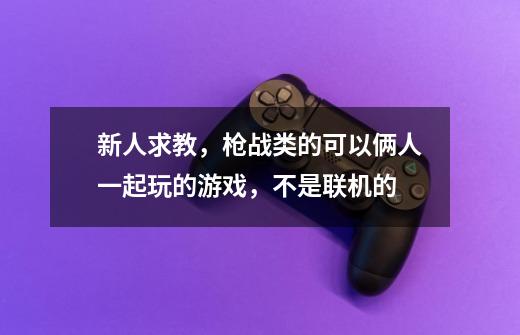 新人求教，枪战类的可以俩人一起玩的游戏，不是联机的-第1张-游戏资讯-智辉网络