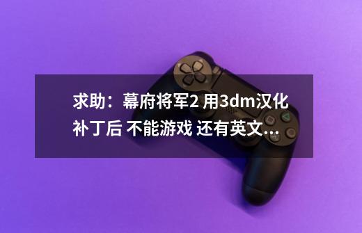 求助：幕府将军2 用3dm汉化补丁后 不能游戏 还有英文后就好了 我的系统是xp 游戏是3dm硬盘版 怎么解决-第1张-游戏资讯-智辉网络