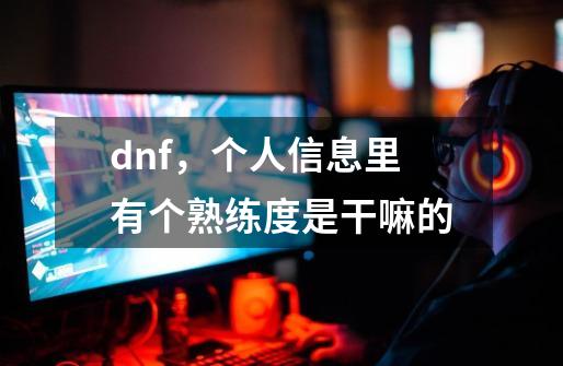 dnf，个人信息里有个熟练度是干嘛的-第1张-游戏资讯-智辉网络