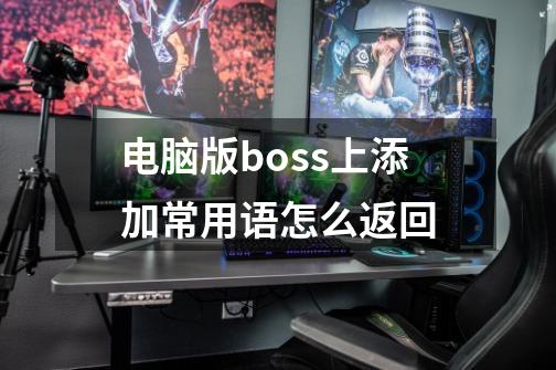 电脑版boss上添加常用语怎么返回-第1张-游戏资讯-智辉网络