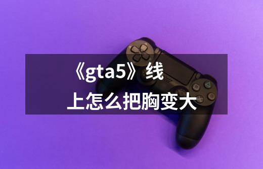 《gta5》线上怎么把胸变大-第1张-游戏资讯-智辉网络